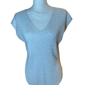 Talbots Silver V-Neck Sleeveless Top